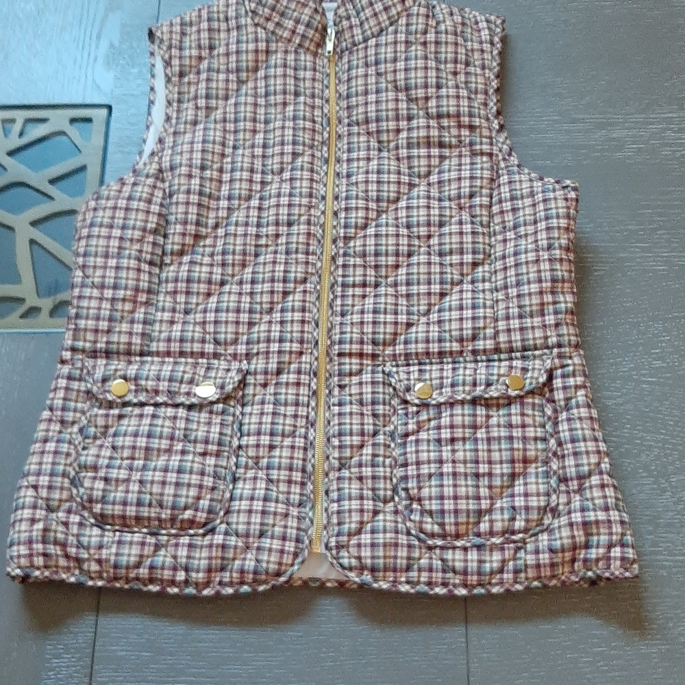 St. John's Bay Multicolor Plaid Quilted Women's Vest